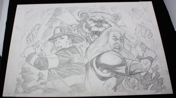 Lou Manna | Firefighter & Warrior Large Pencil Art - Signed | Anthony’s Comic Book Art