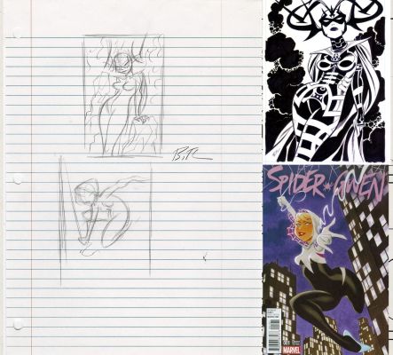 Bruce Timm | Timm, Bruce - Spider-Gwen #1 + Thor’s Hela Cover Prelim - 2015 | Cool Lines Art
