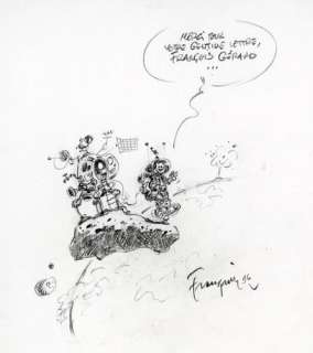 Franquin | Gaston Lagaffe, illustration Ã  la mine de plomb r… | Banque Dessinée