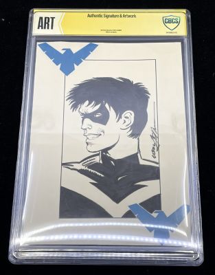 Neal Adams | Nightwing Bust Commission Cbcs Authenticated & Slabbed - Signed | Anthony’s Comic Book Art