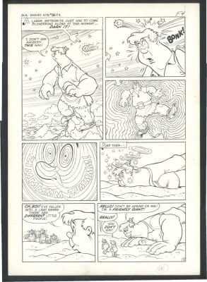 Warren Kremer | Wild Kremer Stumbo the Giant - Large Art - Meteor Hits Stumbo in the Head - Hallucinations Follow Issue Harvey Hits # 88 Page 2 | Koch Comic Art