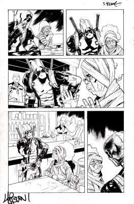 Scott Hepburn | Deadpool #5 P 12 (Deadpool in Every Panel in Bar with Old Lady!) 2018 | Romitaman