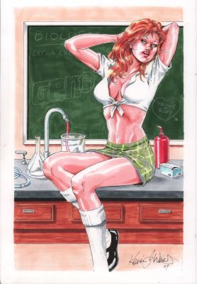 Kevin West | Caitlin Fairchild (Gen13) Pinup Color Commission - Signed - 2007 | Anthony’s Comic Book Art