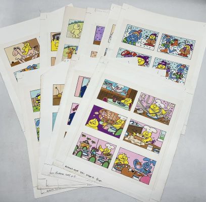 A collection of ten Henrys Cat printing proof original artworks mainly… | misc / divers