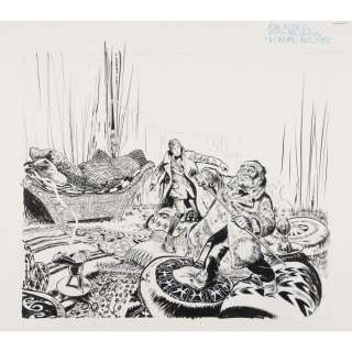 Follet René (1931-2020) | Les enquêtes d’Edmund Bell, Tome 3, L’ombre rouge, illustration originale de couverture | Tajan