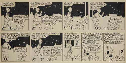 Georges Remi, Dit Hergé (1907-1983) | Strips 1 et 2 de la version originale de L’Étoile Mystérieuse parus dans le Soir du 20 octobre 1941 | Tajan