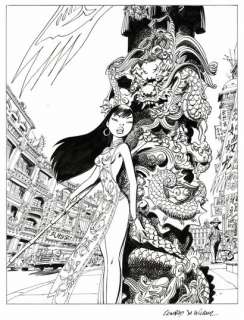 DIDIER CONRAD - lot 356 - Tigresse Blanche, dessin original à l‘encre de chine…