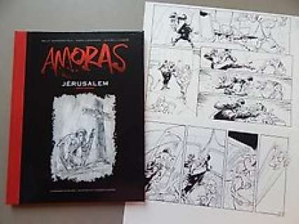 Cambré, Charel - Originele pagina (p.9) Amoras 2 - Jérusalem + Luxe album - Gesigneerde grootformaat hc met linnen rug - Cartonné - (2013) 