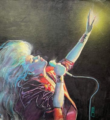 Bill Sienkiewicz - Sienkiewicz, Bill - Dazzler #29, Very Large Painted Cover, & X-Men Film Used - "Album" Detail 1983