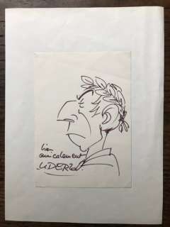 Uderzo, Albert - Originele opdrachttekening - Asterix - Julius Ceasar met lauwerkrans | Catawiki