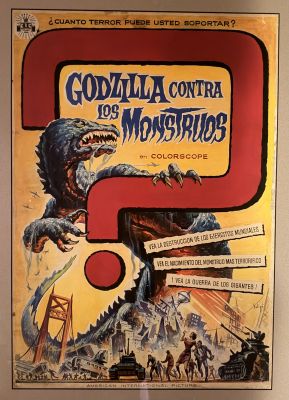 Lot 39 - Josep Soligó – Godzilla Vs Mothra (Contra Los Monstruos) Spanish Movie Poster Original Art, 1967 | Oberon Auctions