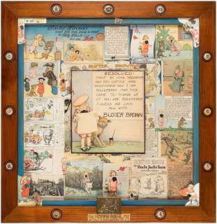 R.F. OUTCAULT "BUSTER BROWN" 1904 ELECTION CARTOON ORIGINAL ART CUSTOM FRAMED DISPLAY. | Hake’s