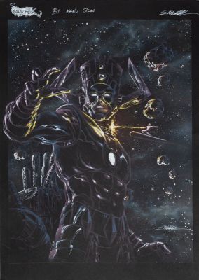 Manu Silva | For Sale: Manu Silva - Silver Surfer Vs Galactus | ComicArtFans Classifieds
