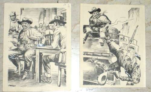 West - V. Muzzi - 2x original illustr. - Page volante - EO - (1950) | Catawiki