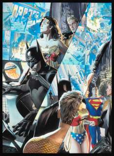 ALEX ROSS "JLA: LIBERTY AND JUSTICE" COMIC BOOK PAGE ORIGINAL ART FRAMED DISPLAY. | Hake’s