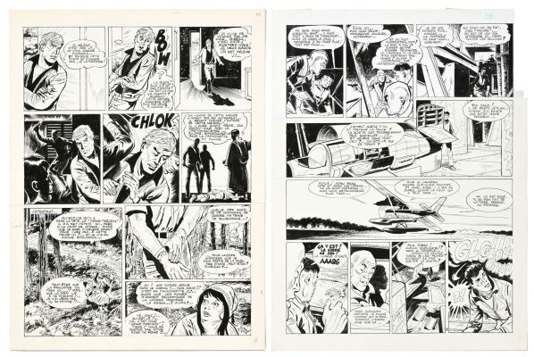 Lot 1989 - Dan Cooper, Albert Weinberg, tome 34, "Silver Fox", éd. Novedi, 1985, planches originales de ba | misc / divers