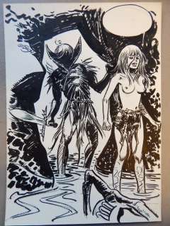 Brugman, Gideon (Milton Davis)  - Originele tekening in inkt - Teraze de Zwarte Lynx  - (1971) | Catawiki