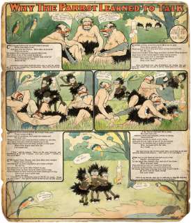 JUNGLE IMPS "WHY THE PARROT LEARNED TO TALK" 1903 SUNDAY PAGE ORIGINAL ART BY WINSOR McCAY. | Hake’s