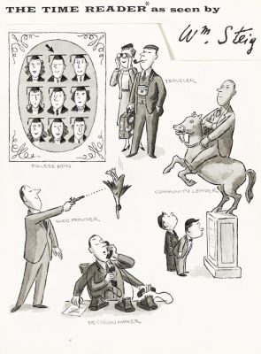 William Steig, (1907-2003), The Time Reader as seen by Wm. Steig. Circa 1950. | Swann Galleries