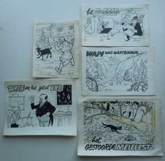 Nys, Jef - 5x Originele illustratie in inkt - ’t Kapoentje | Catawiki