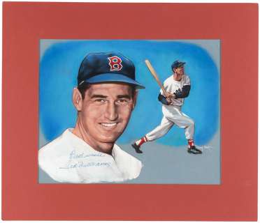 TED WILLIAMS (HOF) SIGNED ORIGINAL ART BY DOUG WEST. | Hake’s