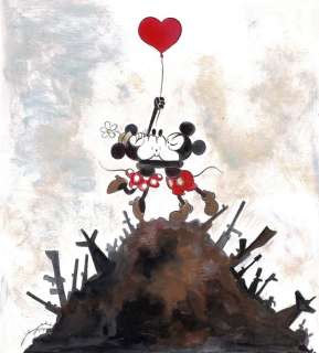 Mickey and Minnie inspired by BANKSY - Large Painting - Tony Fernandez - Art original | Catawiki