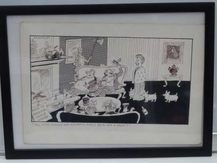 FRANKLIN: Black and white - Framed and Glazed Original Satirical Cartoon Artwork | Excalibur Auctions