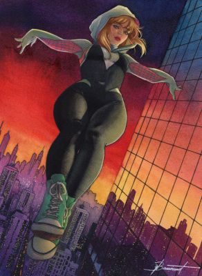 Nathalie Braconnot | Spider Gwen Traditional Art by Nathalie Braconnot | Raremarq (Buy It Now)