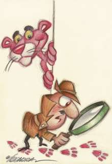 The Pink Panther & Inspector Clouseau - Footprints - Original Drawing - Joan Vizcarra - Art de crayon | Catawiki