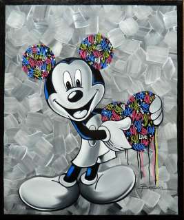 Gabriel Brisan - Original Mixed Media Artwork on Canvas - Mickey in love - (2019) | Catawiki