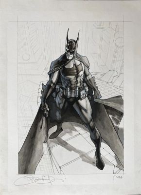 Batman oversized prelim painting by Simone Bianchi | DiTullio Art Collective