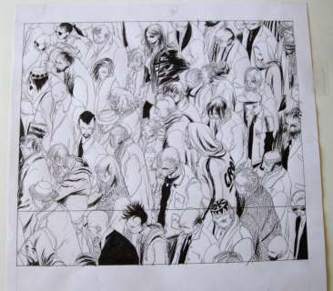 Bézian, Frédéric  - Dessin original - Foule - multitude de personnages. | Catawiki