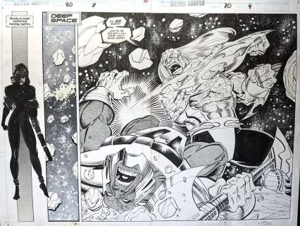 Ron Lim / Tom Christopher - Silver Surfer #80 DPS p.8-9 16x20 1993