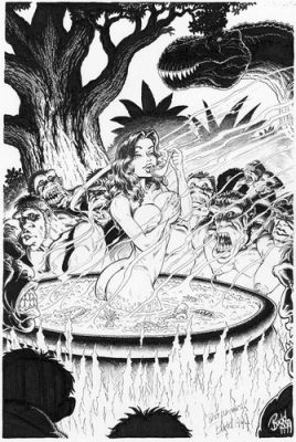 BUDD ROOT "MERRIAM STEW" PEN AND INK ILLUSTRATION "PREHISTORIC PINUPS 2" | eBay US