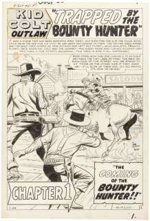 KID COLT OUTLAW #94 PARTIAL EIGHT PAGE COVER STORY ORIGINAL ART BY JACK KELLER & DICK AYERS.