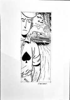 Van Linthout , Georges - illustration originale pour une page de titre - Brian Bones "Eldorado" | Galerie des bulles