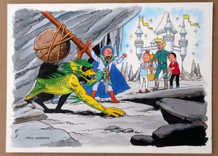 Suske en Wiske - "Het kristallen kasteel" - Tekening in inkt en ecoline en ingekaderd - D’origine | Catawiki