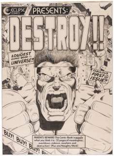 DESTROY!! #1 COMIC BOOK COVER LARGE ORIGINAL ART BY SCOTT McCLOUD. | Hake’s