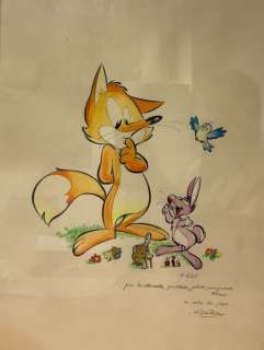 Albert Uderzo (1927 - 2020) | Superbe dessin animalier accompagné d’un texte poétique pour une… | Neo Enchères