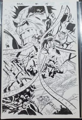 Hulk #7 (1999) Ron Garney Original Comic Art Splash Page! 11×17