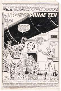 FANTASTIC FOUR ANNUAL #15 COMIC BOOK TITLE SPLASH PAGE ORIGINAL ART BY GEORGE PÉREZ. | Hake’s