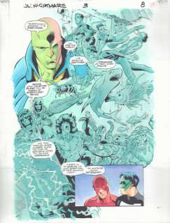 Anibal Rodriguez, Jeff Johnson, John Kalisz - Justice League: a Midsummer‘s Nightmare #3 P.8 Color Guide Art - Martian Manhunter, Flash, And Green Lantern - 1996