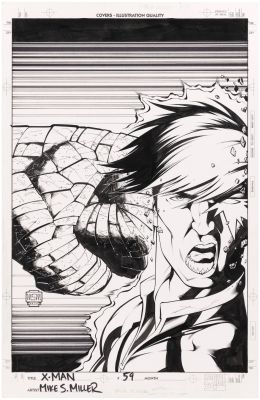 X-MAN #59 COMIC BOOK COVER COVER ORIGINAL ART BY MIKE S. MILLER. | Hake’s
