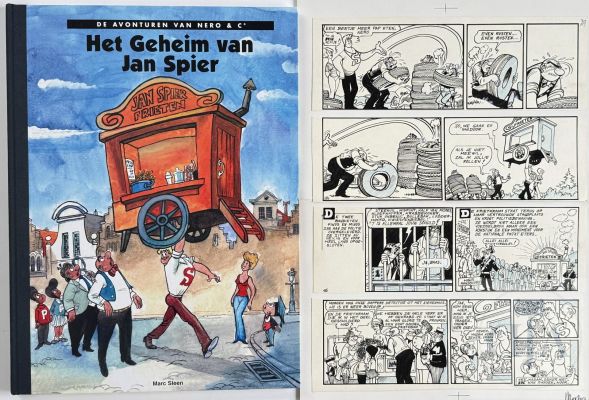 Marc Sleen / Nero. Planche Originale N°29 de L’album T56 "Het Geheim Van Jan Spier" Qui Illustre La Fin de L’histoire Ou Tout Est Bien Qui Finit Bien... Encre de Chine Et Crayon Bleu Vers 1977. Belle Pièce de Collection. Signé. Tbe+. 50 X 35 Cm | + | Dagoty