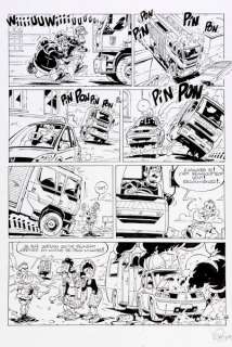 Stédo | Les Pompiers, planche n°285 Ã  l’encre de Chine p… | Banque Dessinée