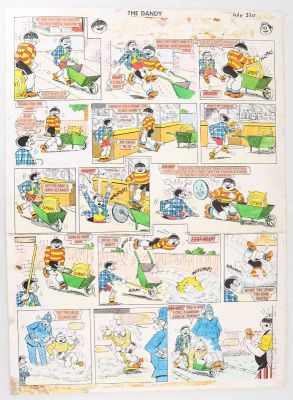 Lot 213 - THE DANDY, TWO ORIGINAL COLOUR COMIC ART PAGES 1971 | McTear’s