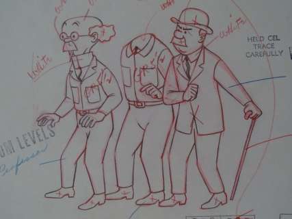 Tintin - Croquis préparatoire pour film dÂ´animation -Tournesol/Dupont - On a Marché sur la lune  - (1960) | Catawiki