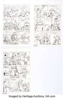 Bill Fitts | Teenage Mutant Ninja Turtles: The Birds, the Bees, and the Turtles Story Pages 1, 2, and 5 Original Art Group of 3 (Mirage Studios, c. 1990s). | Heritage