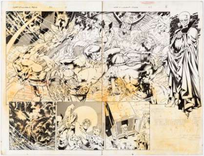 Hitch, Bryan - Bryan Hitch and Joe Rubinstein What If...? #59 Double Page Spread 2-3 Original Art (Marvel, 1994).... (Total: 6 Original Art)
