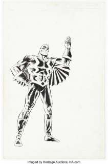 Zeck, Mike - Mike Zeck and Joe Rubinstein The Official Handbook of the Marvel Universe #2 Black Bolt Illustration Original Art ...